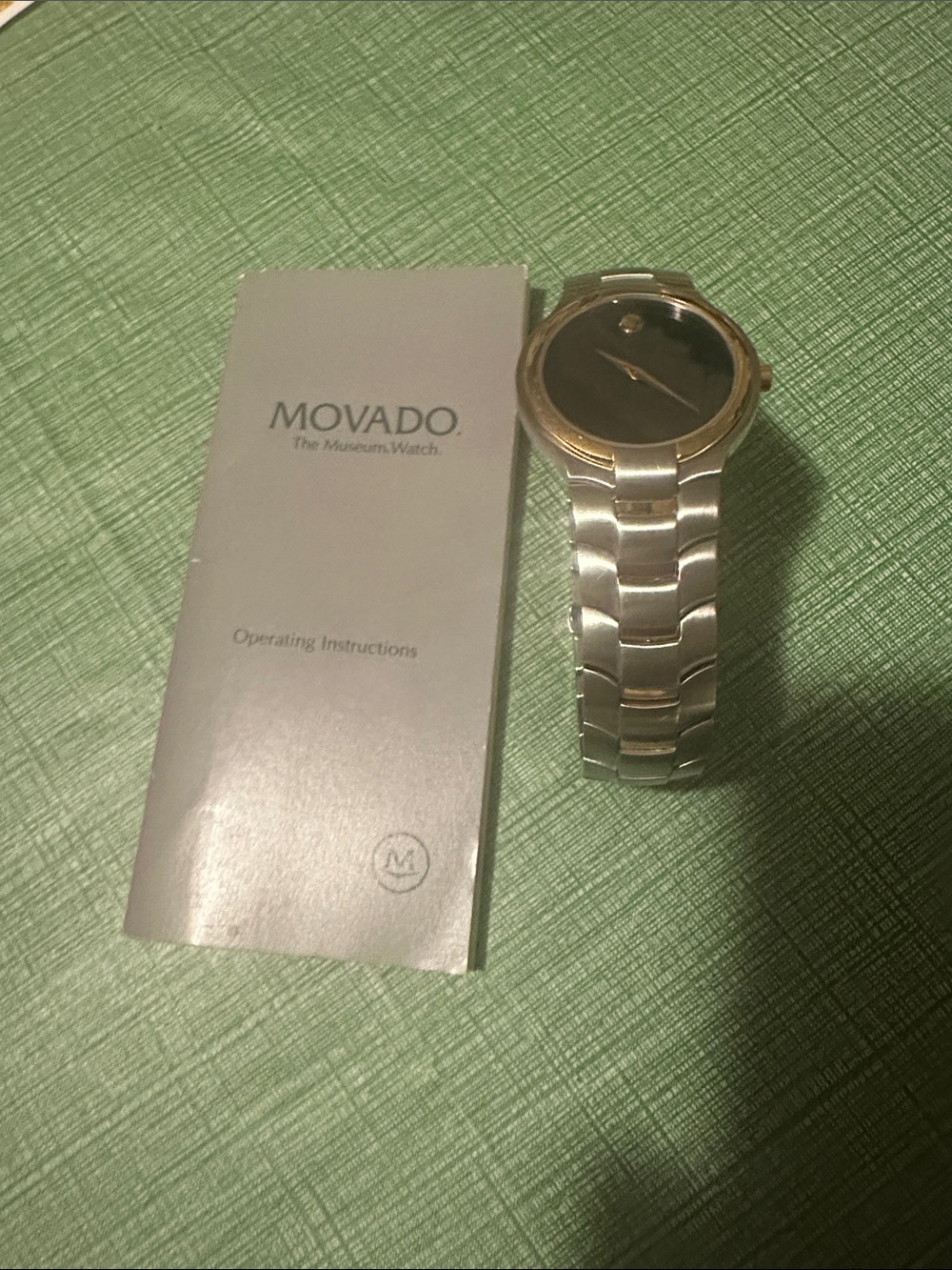 Movado Black Dial Silver Portico Watch